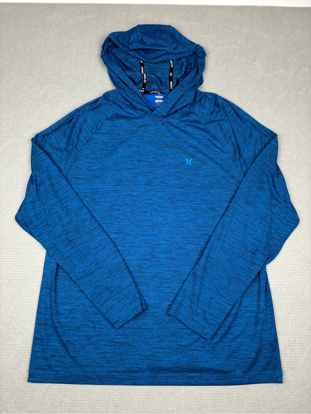 Hurley Men's XL Heathered Blue Hooded Long-Sleeve Moisture Wicking Performance